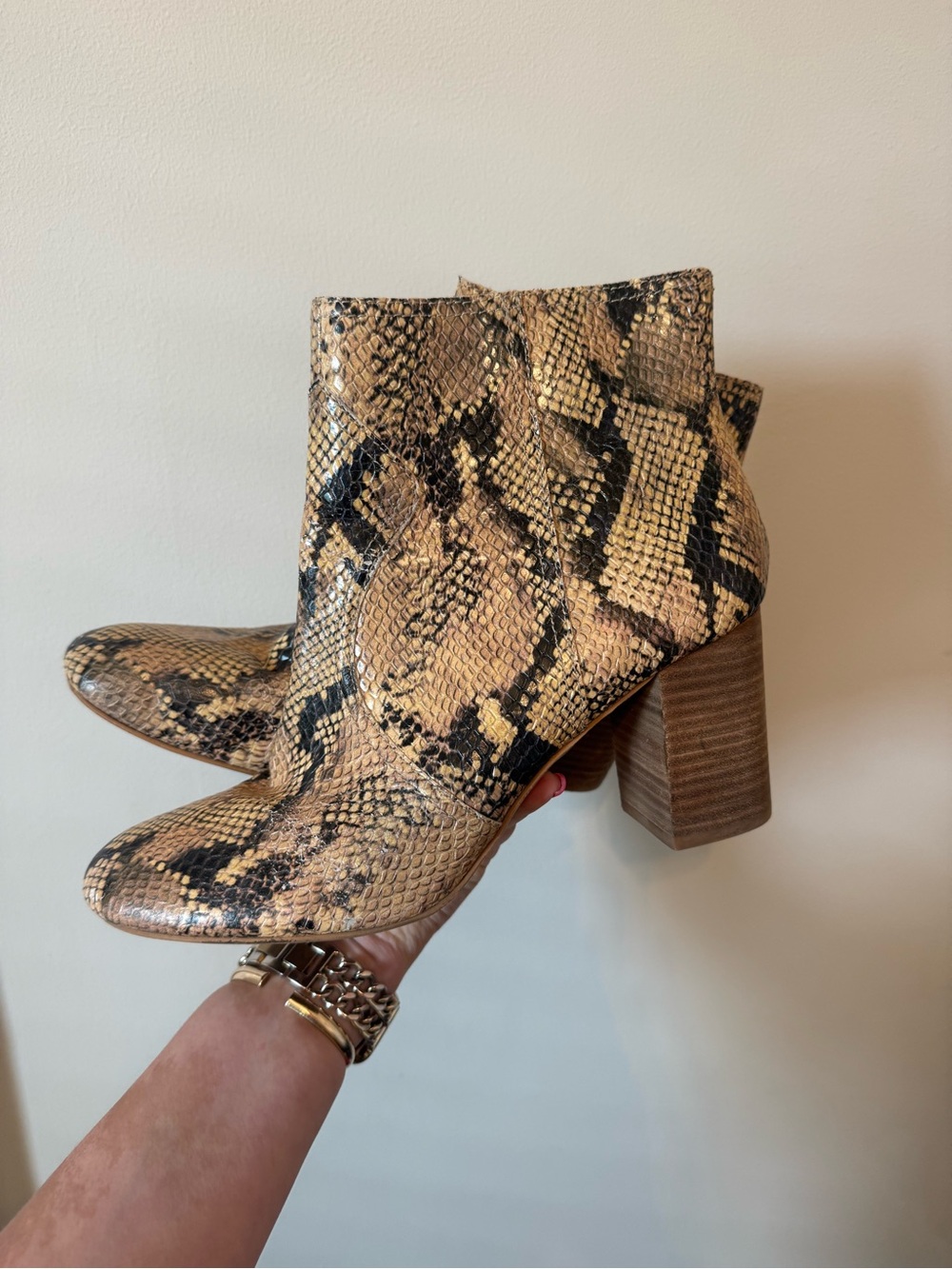 Lucky Brand - Snake-Print Block Heel Ankle Boots